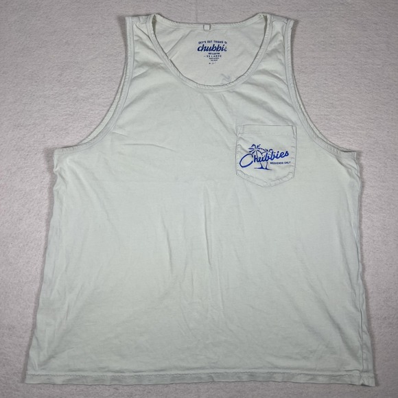 Chubbies Shirt Mens 2XL Light Green Tank Top Pocket Weekends Only Graphic - Picture 2 of 7